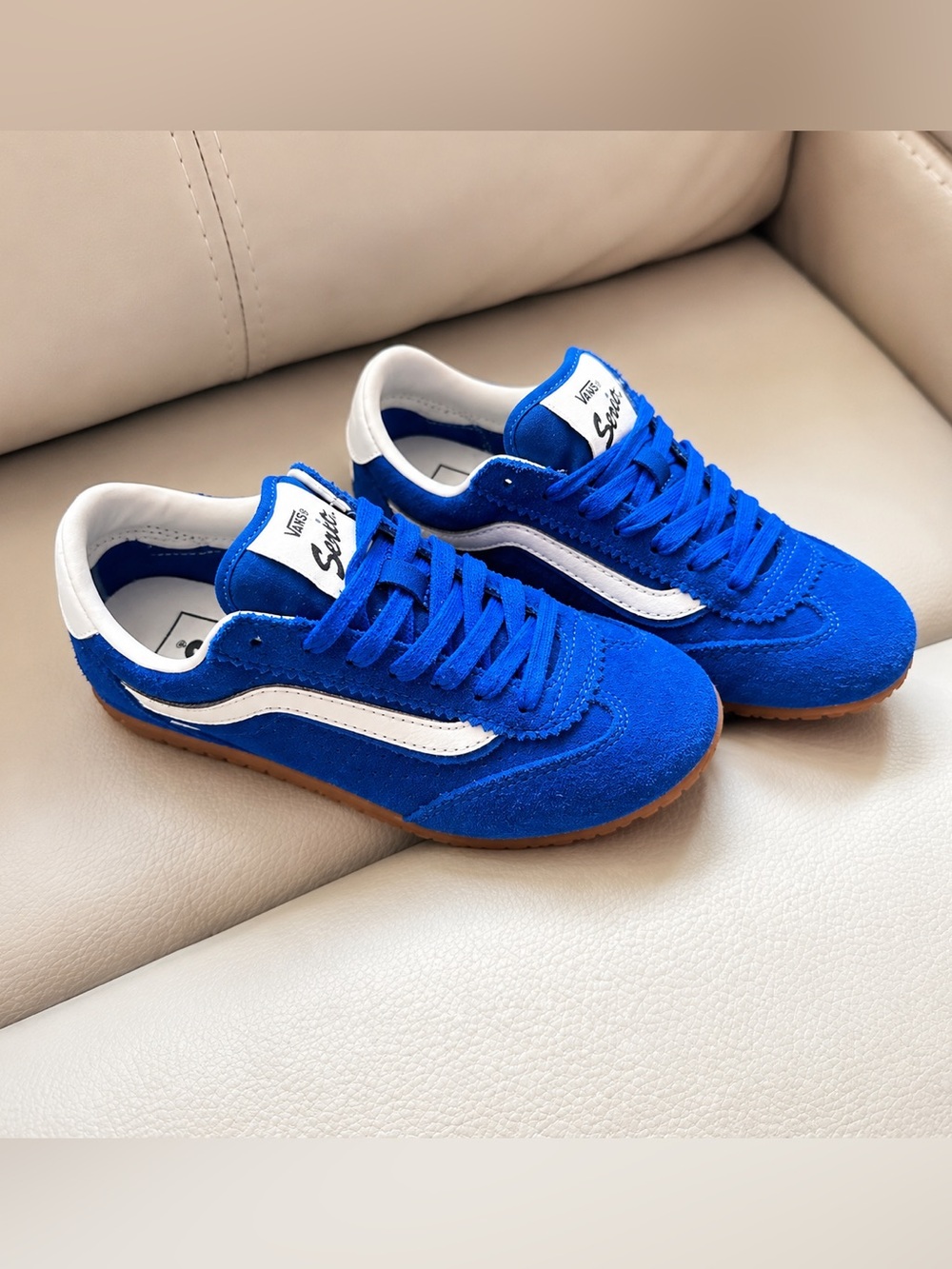 Y2K 💙 VANS 💙 SERIO RETRO SPORT ROYAL BLUE ULTRA LOW SUEDE GUM SOLE V STRIPE